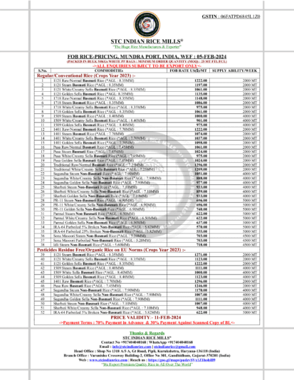 FOB RATE MUNDRA PORT WEF 05-02-2024