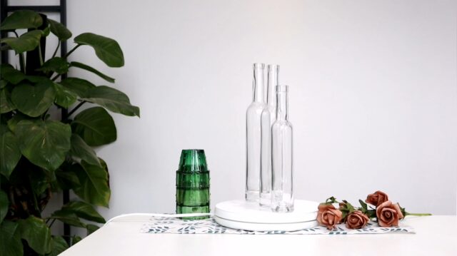 (2)Thin And Tall Glass Wine Bottles
