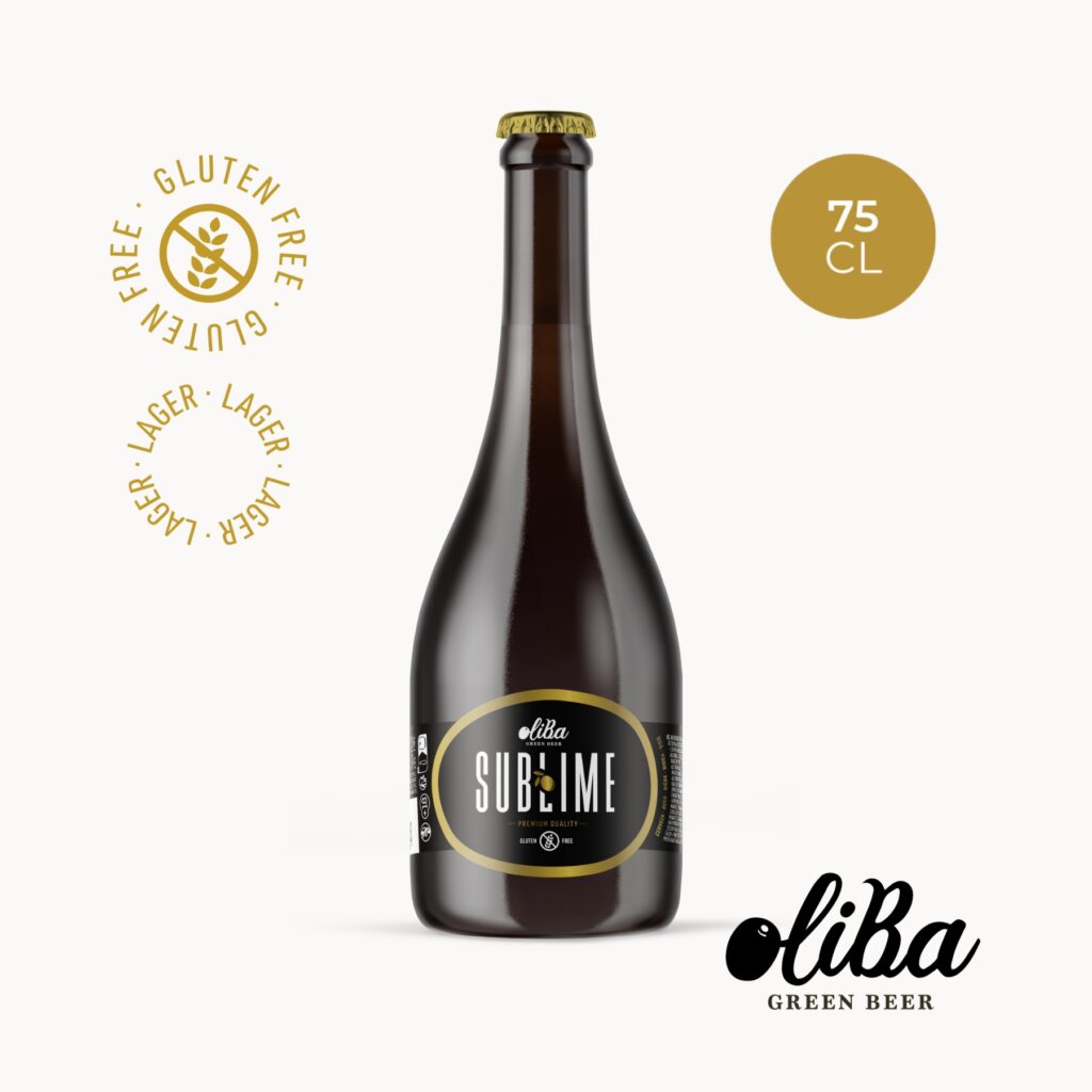 Bière verte Oliba | SUBLIME 75CL · 6,7% | La première bière verte au monde aux olives. Sans gluten, artisanal dans le style Bohemian Pilsner avec des ingrédients 100 % naturels.