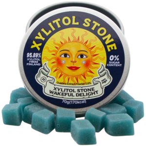 Xylitol Stone Hard Candy Wakeful Delight 70g Tin Can