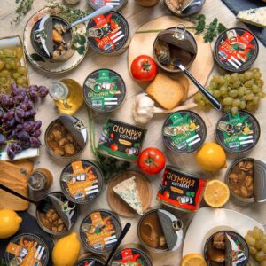 Canned seafood - mussels, mackerel, herring, bonito, prepared in tomato or natural sauces, including spicy versions